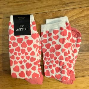 J Crew Trouser Socks in Heart Print - NWT